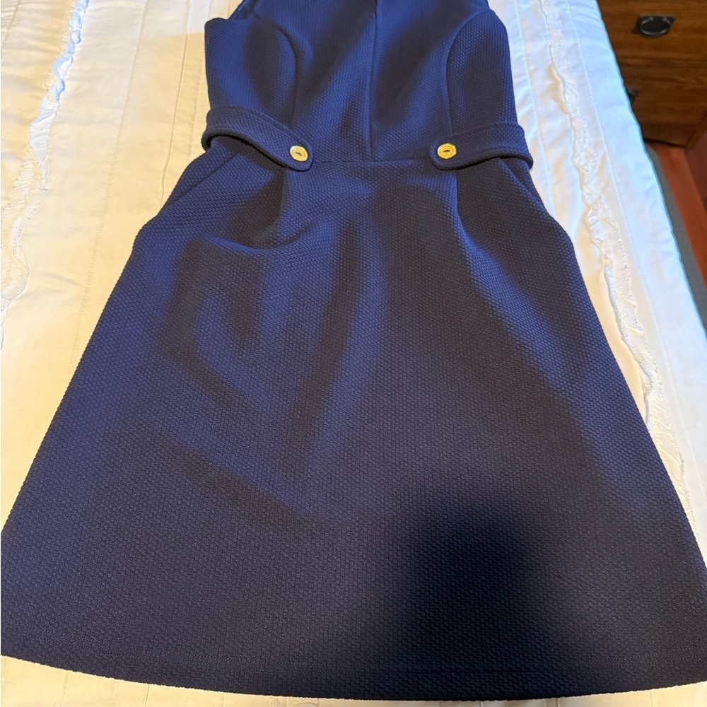 Tabitha Navy Dress with Gold Accents - Picture 8 of 13